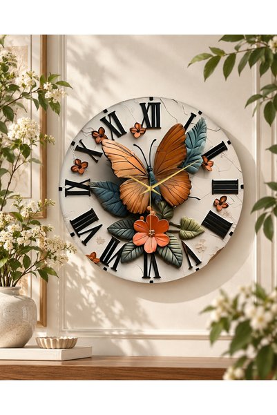AA Shop Renkli Baskı Kelebek Yaprak Desenli Sayılı Yılbaşı Hediyelik Ahşap Se...