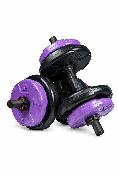 ECG Spor 16 Kg Dambıl Seti Mor-siyah 6 In 1 Fitness Set