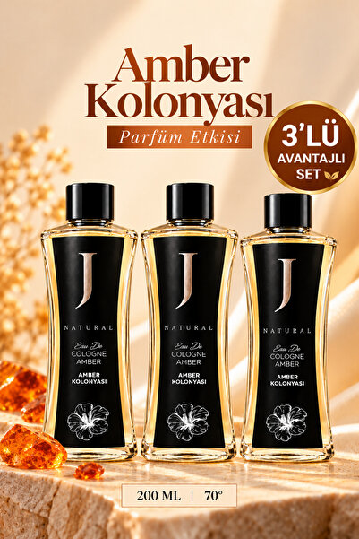 Amber Kolonyası 200 ml x 3 - 3'lü Avantajlı Kolonya Seti