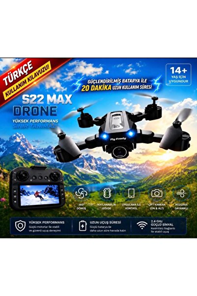 ROSE TEKNOLOJİ S22MAX DRONE EKRANLI KUMANDA TEK TUŞLA GERİ GELME ÇİFT BATARYA...