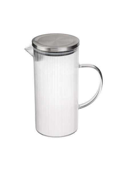 OEM Ulcior din Sticla cu Model Dungi & Capac Metalic 1.3L - Ulcioare, Bucatarie