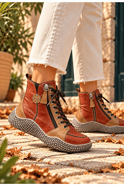 İNZE AYAKKABI Genuine Leather Women's Boots – Casual Stylish Design Model Nam...