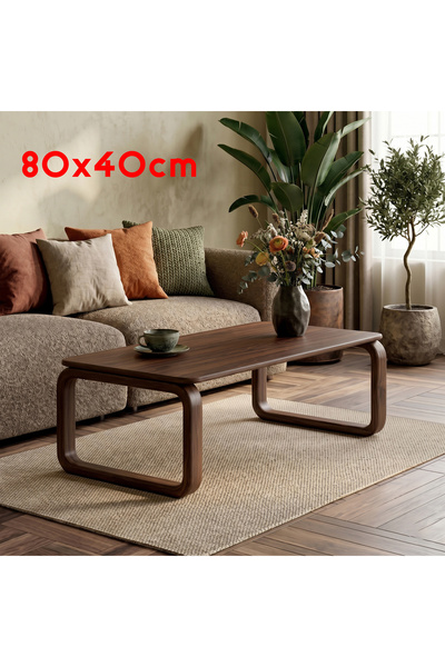 Pera-Home UK Masif Meşe Doğal Ahşap Orta Sehpa - Oval Ayaklı İskandinav Tasar...
