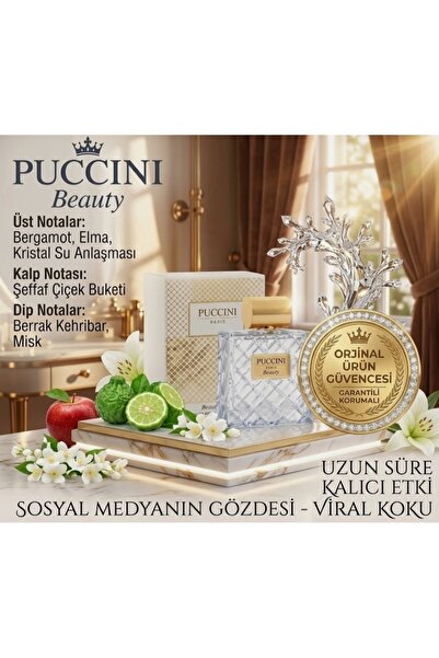 PUCCİNİ Paris Beauty EDP 100 ml Kadın Parfümü – Bergamot & Elma Notalı Krista...