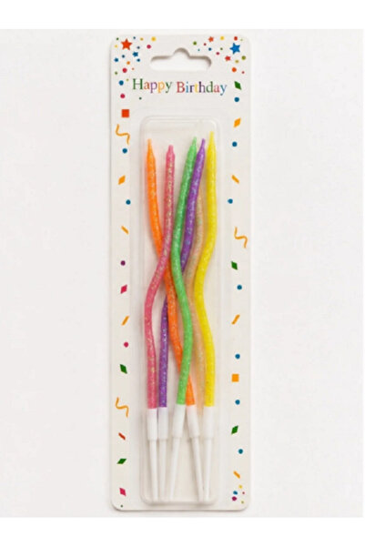 Adana Pasta Malzemeleri ERT-MUM-109 SİMLİ MAKARON RENK SPİRAL MUM 6 ADET