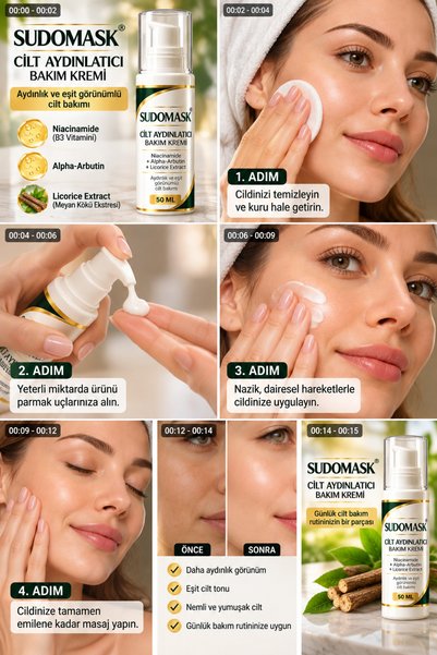 SUDOMASK Skin Whitening Brightening Anti-Blemish Cream |   Niacinamide, Alpha Arbutin, Tranexamic Acid 50 ml 2 Li