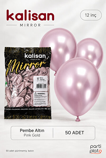 Kalisan Mirror Pink Gold 12 Inch 50-Pack Chrome Latex Balloons