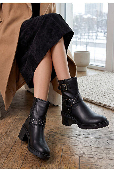 B T Shoes Ghete inalte dama Adalinda negre