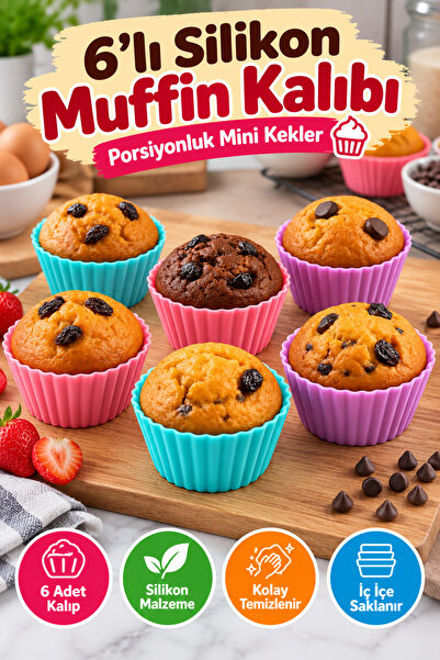 TOYFEST Practical Silicone Muffin Mold - Set of 6