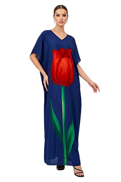 Generic Brand Women's Black Tulip print Maxi Dress