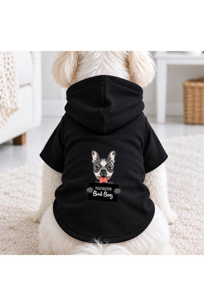 petite pati Black Wanted Gray Printed Dog Sweatshirt |   Hooded, Fleece Fabri...