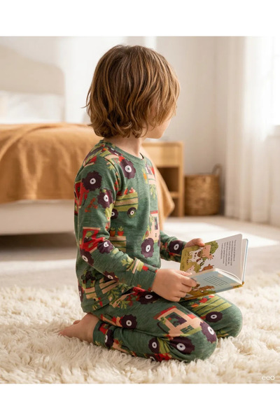 meymers Boy's Tractor Patterned Pajama Set