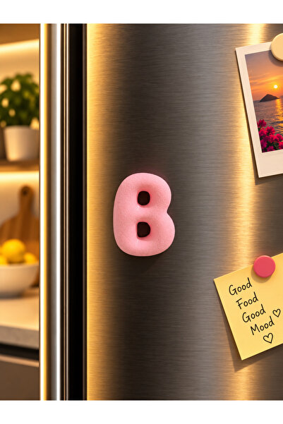 B Harfi Buzdolabı Magneti Pembe Harf Magnet