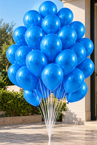 Parti dolabı 25 Metallic Shiny Dark Blue Dark Blue Balloons (Flying with Helium)