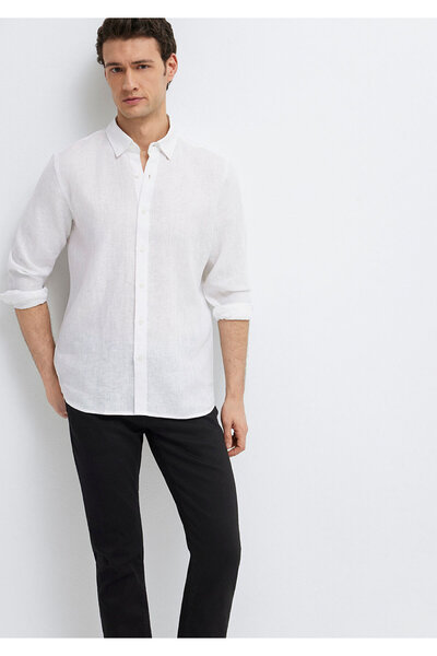 Mavi Black White Linen Shirt Regular Fit / Normal Cut 0211909-620