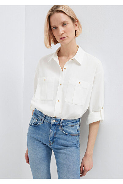 Mavi Button Detailed Ecru Shirt Loose Fit / Relaxed Comfortable Cut 1211383-7...