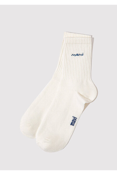 Mavi Logo Embroidered Ecru Socks 1913235-620