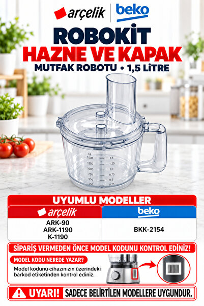 Beko Bkk 2154 Robokit Mutfak Robotu Hazne Ve Kapak