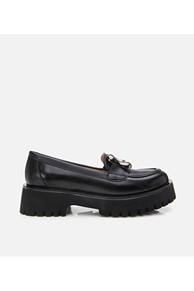 Hotiç Kadın Siyah Tokalı Günlük Loafer
