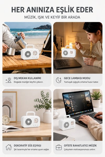 MetaForce Taşınabilir Özel Tasarım Güçlü Ses 5W Kedi Figürlü Bluetooth, AUX, ...
