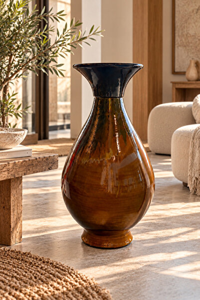 Genel Markalar El İşçiliği Amber Patina Vazo 60 cm, El Emeği Seramik Vazo