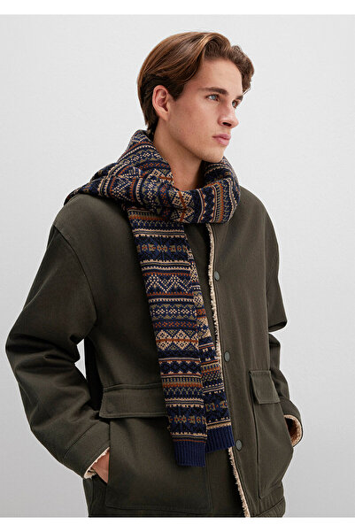 Mavi Jacquard Navy Blue Scarf 091059-29764