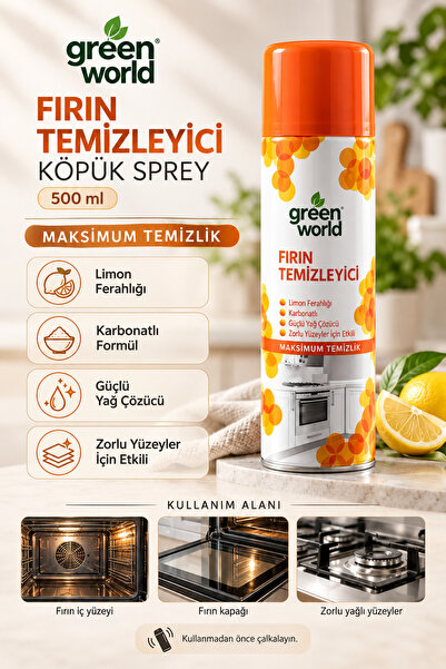 Fırın Temizleyici Köpük Sprey 500 ml - Limon Ferahlığı • Karbonatlı • Güçlü Yağ Çözücü