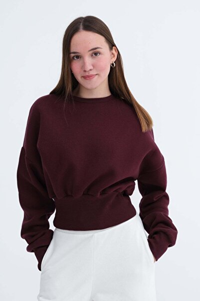 Addax Şardonlu Crop Sweatshirt S13358