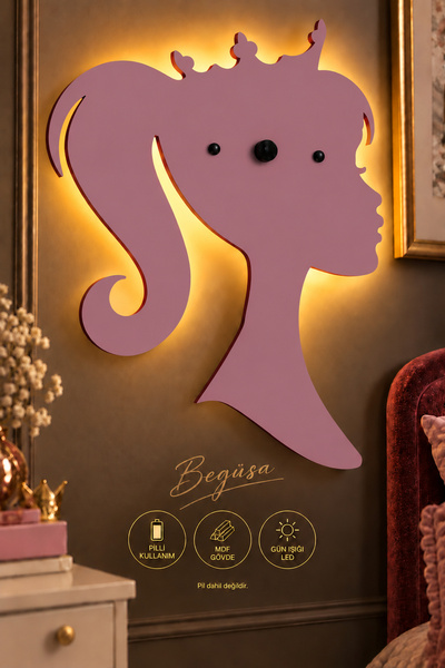 Begüsa Prenses Pilli Aplik Pembe Ahşap