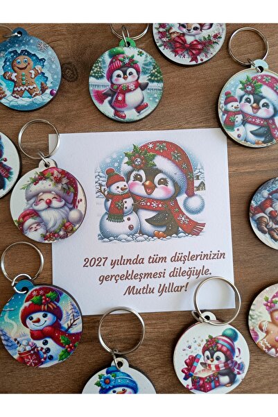 bursa tasarım dünyası 2027 yeni yıl, noel, yılbaşı hediyesi anahtarlık 1 adet