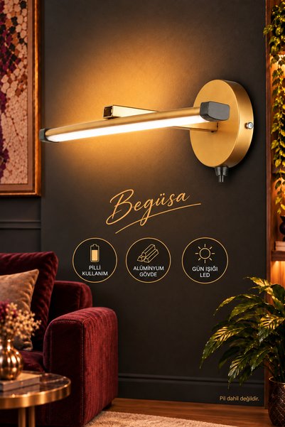 Begüsa Viona Ledli Pano Pilli Aplik Eskitme, Modern Dekoratif Aplik, LED Duva...