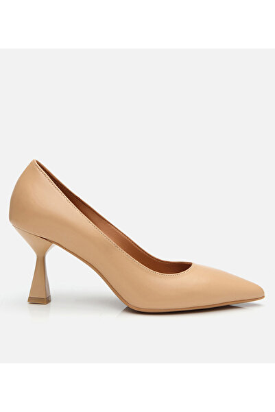 Hotiç Kadın Deri Bej Orta Topuklu Stiletto