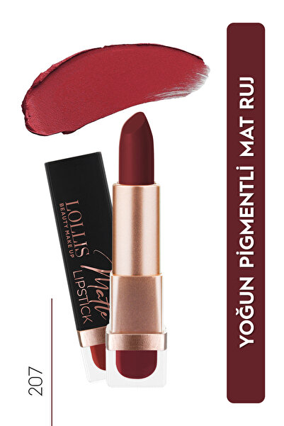 Lollis Matte Lipstick Yoğun Pigmentli Mat Ruj Kalıcı 207