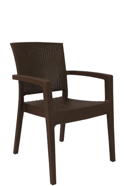SAZLIK Zeugma Rattan Desenli Kollu Koltuk Kahverengi