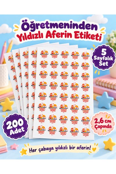 Etkinlikdenizi Öğretmeninden Yıldızlı Aferin Etiketi 5X(40ADET)