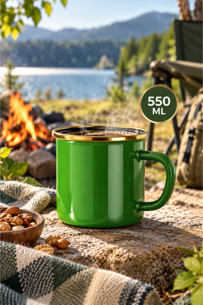 Emaye Kupa Bardak 550 ml Yeşil - Mug