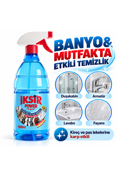 IKSIR Duşakabin, Fayans ve Armatür Kireç & Pas Sökücü Sprey 1000 ml – Banyo ve Mutfak Temizliği