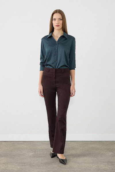 Gusto Striped Flare Pants - Burgundy