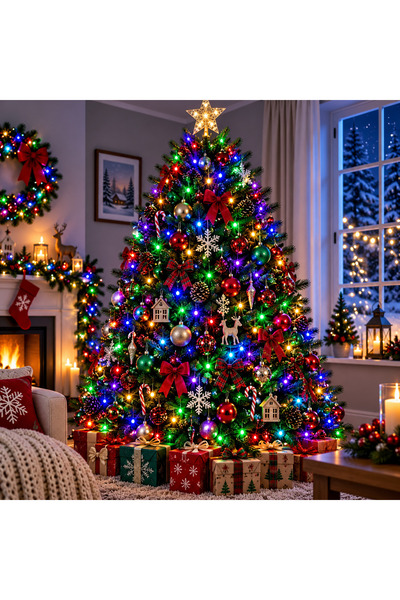 SERSIMO Instalare iluminat brad de Crăciun, 31,5 metri, 500 LED-uri, multicolor