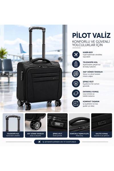Adalinhome Yeni Sezon Çekçekli Pilot Çanta Siyah