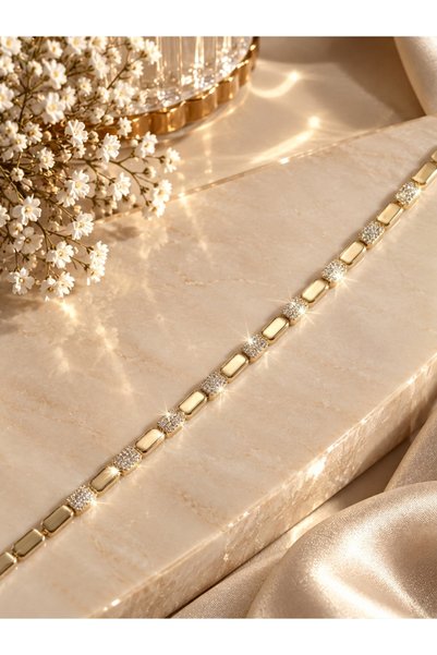 Gold Dolgulu Model Çelik Bileklik