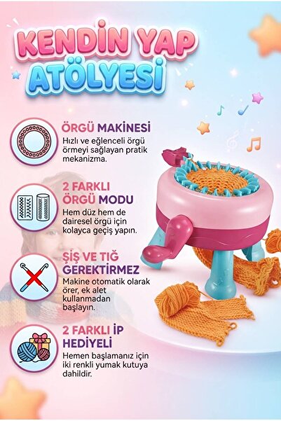 Tıfıl Toys Toy Knitting Machine DIY Scarf Beanie Making Kit