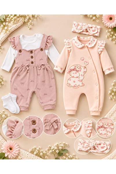 MYZİ STORE %100 Pamuk Cilt Dostu KIZ Bebek Tulum Seti