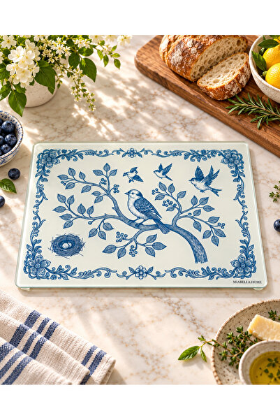 Miabella Home Glass Cutting Board Presentation Plate Rustic Series Kitchen Glass Chopping Board