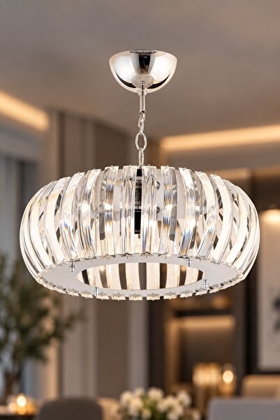 İstanbul Avize Venüs Gümüş 22 Cm T.tesisatlı Kristal Taşlı Avize