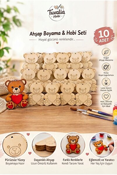 Tuvalia 10 ADETSevimli Kalpli Ayıcık Ahşap Boyama Okul dİV Etkinlik Aktivite ...