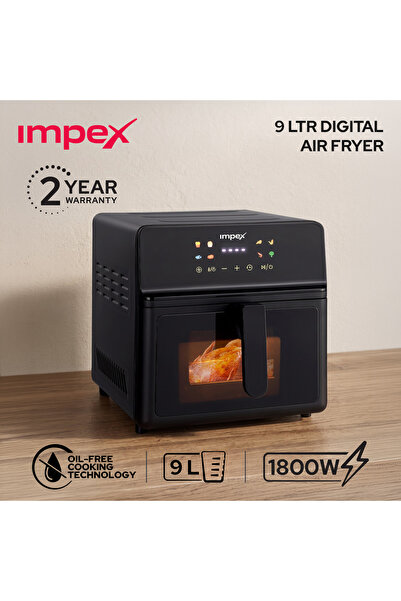 IMPEX مقلاة هوائية رقمية AF4309 مع نافذة عرض و8 إعدادات مسبقة (9 لتر، 1800 وا...