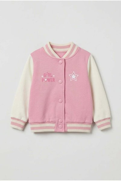 zeyderkids Kız Bebek & Çocuk Yazılı Pembe Kolej Ceket