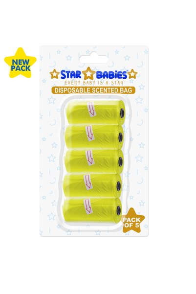 STAR BABiES Scented Bag Blister - Pack of 5/75 Bags - Yellow