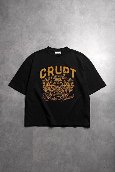 Crupt Studio Yellow Worldwide Tribe Black Boxy Crop Men's T-Shirt